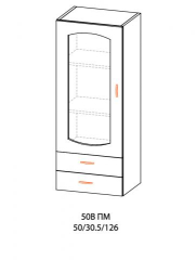Upper tall cabinet with Paula showcase