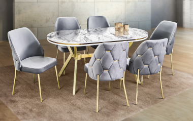 Dining set table + 6 chairs Marble