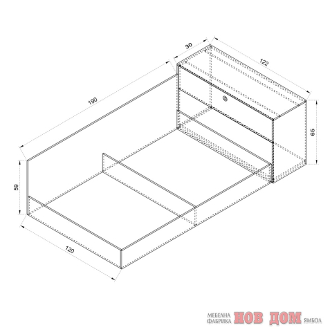 Bed with chest + mattress 
