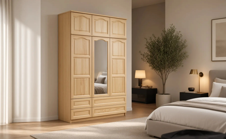 Triple wardrobe with superstructure 