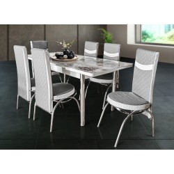 Комплект маса + 6 стола Мрамор