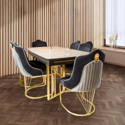 Трапезен комплект маса + 6 стола Нехир 